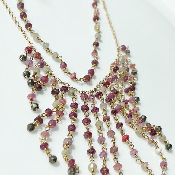 NEW Anthropologie x Ela Rae Freda 2 Layer Ruby Necklace - Picture 5 of 16